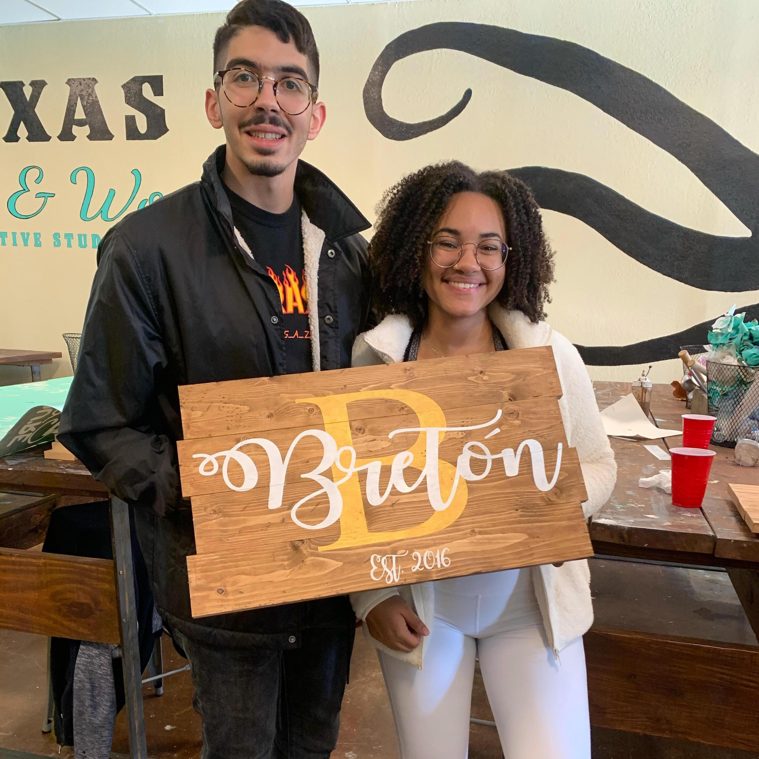 The beginning of their DIY journey...see if you can spot this sign the day of the wedding (;