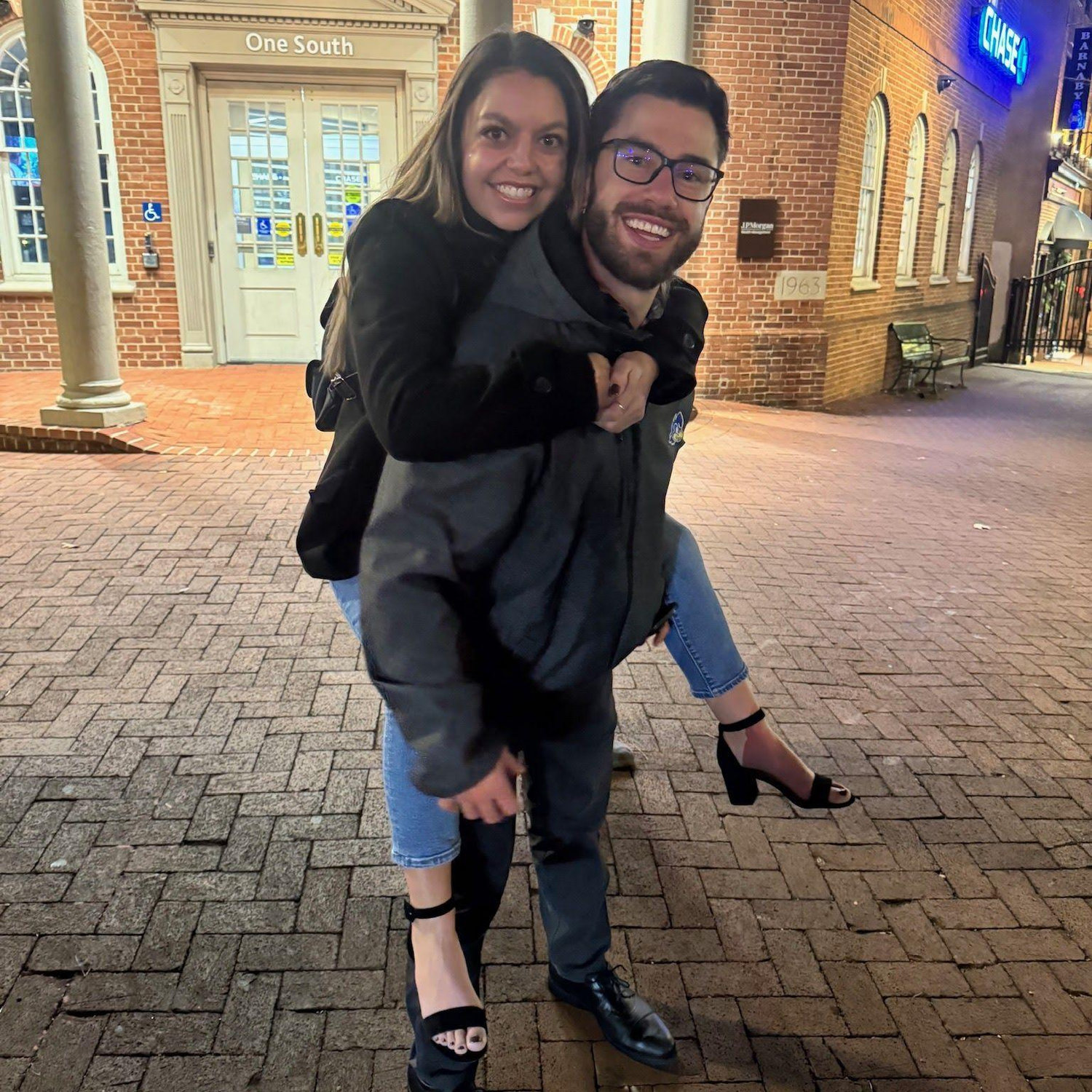 This night we went Bachata dancing in downtown West Chester. Jack so graciously offered Talia a long piggy back ride back to her car.