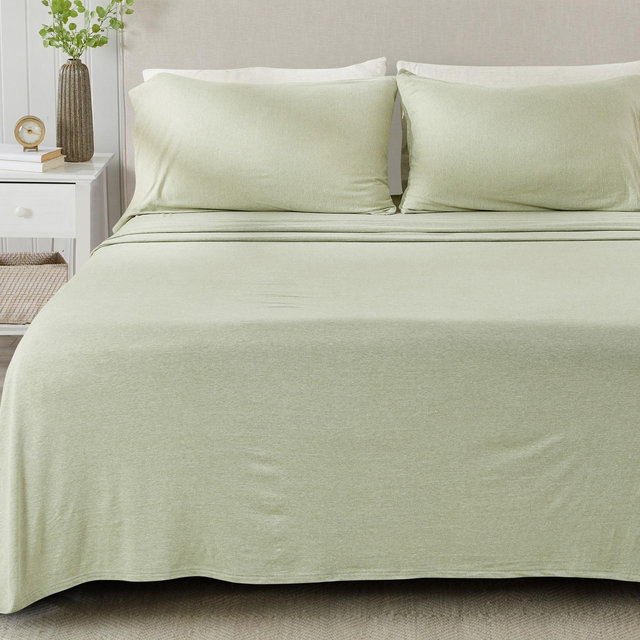 Ultra-Soft Heathered Jersey Knit Cotten Blend Sheet Set - Great Bay Home