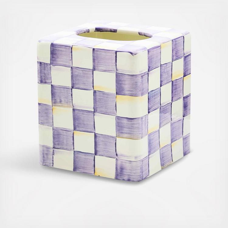 MacKenzie-Childs, Violet Check Boutique Tissue Box Cover | Zola