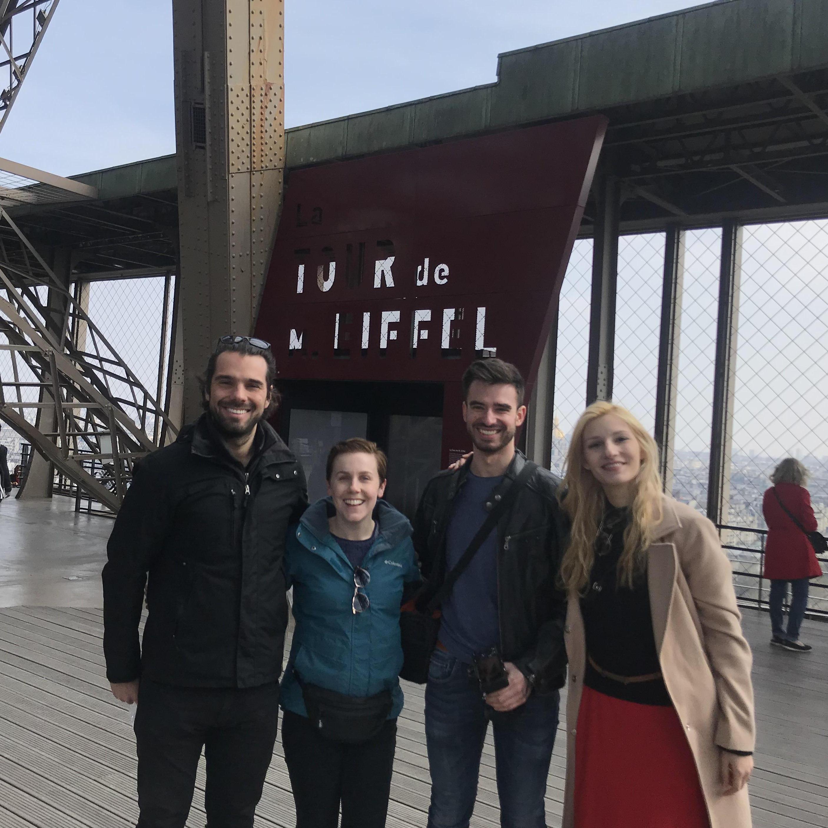 In the Eiffel Tower in Paris with Cat & Tommy (Israel's sister and her boyfriend). Spring 2019.