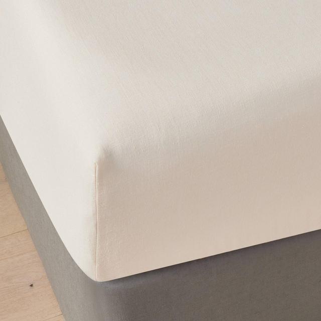 Queen Linen Blend Fitted Sheet Natural - Casaluna™