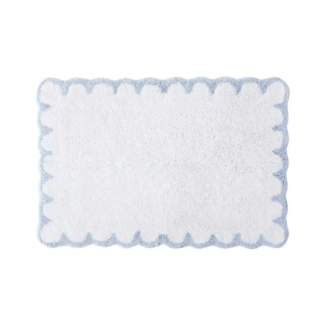 Peri Home Bath Rug White/Blue Scallop