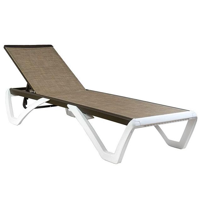 Kozyard Alan Full Flat Alumium Frame and Polypropylene Resin Legs Patio Reclinging Adustable Chaise Lounge with Sunbathing Textilence (Beige Textilence W/O Table)