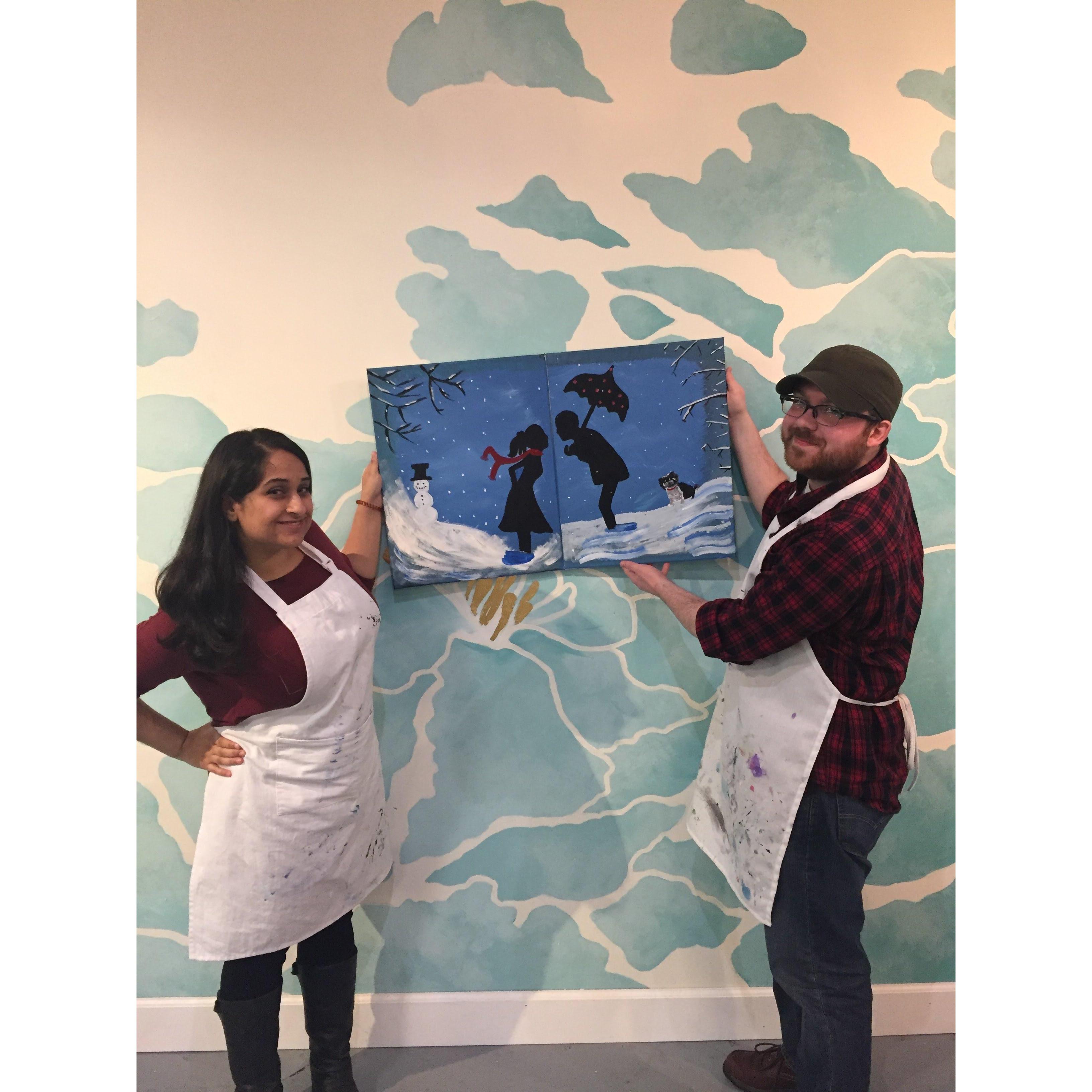 Wine and paint date night!