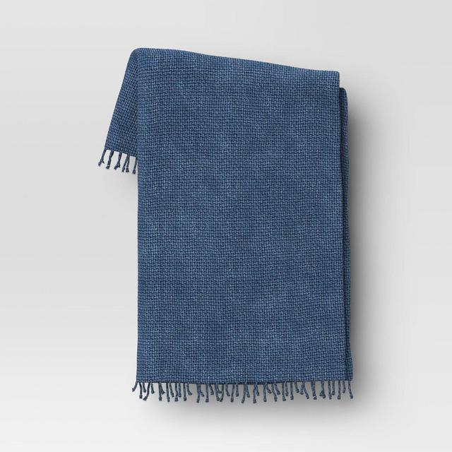 Basketweave Heathered Throw Blanket Blue - Threshold™