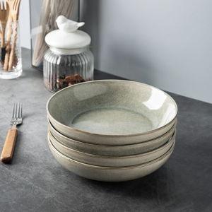 Large Pasta Bowls, Glaze Ceramic, Set of 6