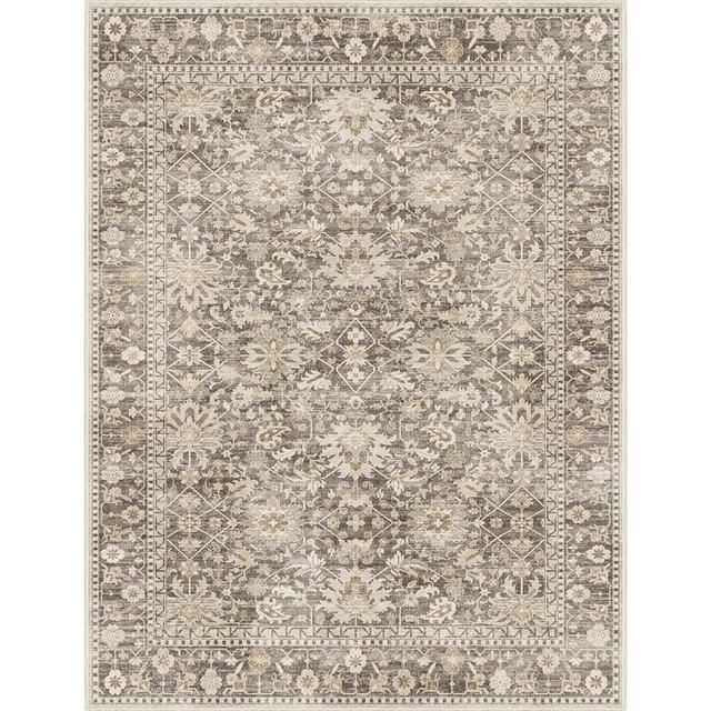 phonzenuo 7X9 Area Rugs Machine Washable Rugs for Living Room Bedroom Hallway, Non Slip Indoor Soft Accent Distressed Boho Vintage Print Lightweight Thin Low Pile Carpet (Coffee, 7x9)