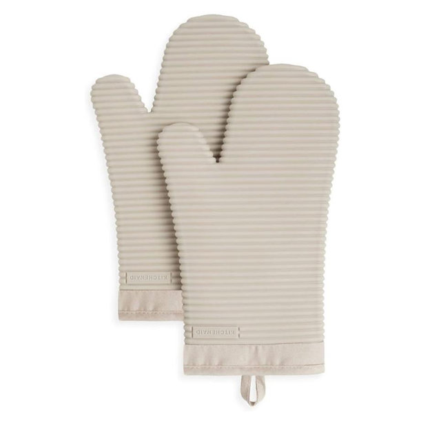 Ribbed Silicone Oven Mitt Set