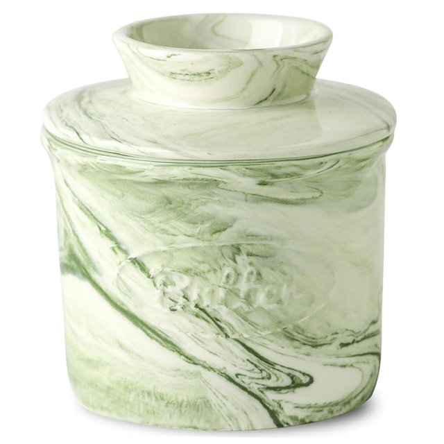 Howise Ceramic Butter Crock, 6 OZ Butter Keeper for Counter, French Butter Dish Big Capacity green
