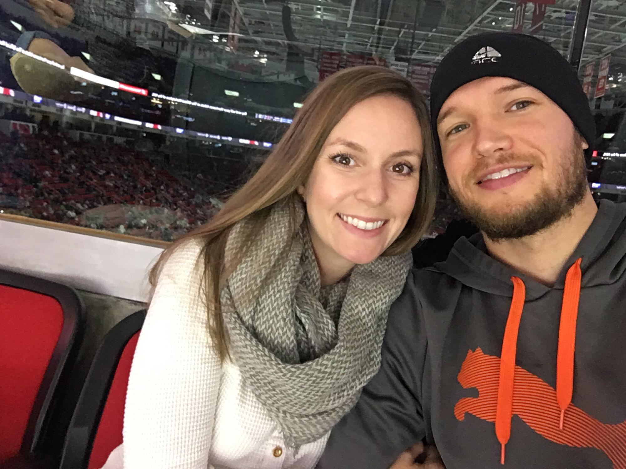 One of our first dates at a Carolina Hurricanes hockey game!
