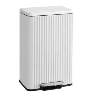 SONGMICS Trash Can, 13 Gallon (50 L) Garbage Can for Kitchen, with Lid, Pedal, and Removable Inner Bucket, Soft Close, Stainless Steel, 15 Trash Bags (Code K) Included, Cloud White ULTB586WZ01