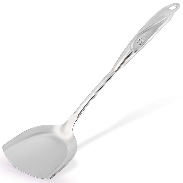Zulay Kitchen 14.8 Inch Premium Wok Spatula Stainless Steel- Heavy Duty Wok Spatula With Heat Resistant Handle - Wok Utensils For Cooking
