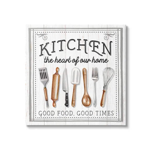 Stupell Industries Kitchen Good Food & Times Canvas Art, 17" x 17", Made in USA, Ready for Hanging, By Elizabeth Tyndall