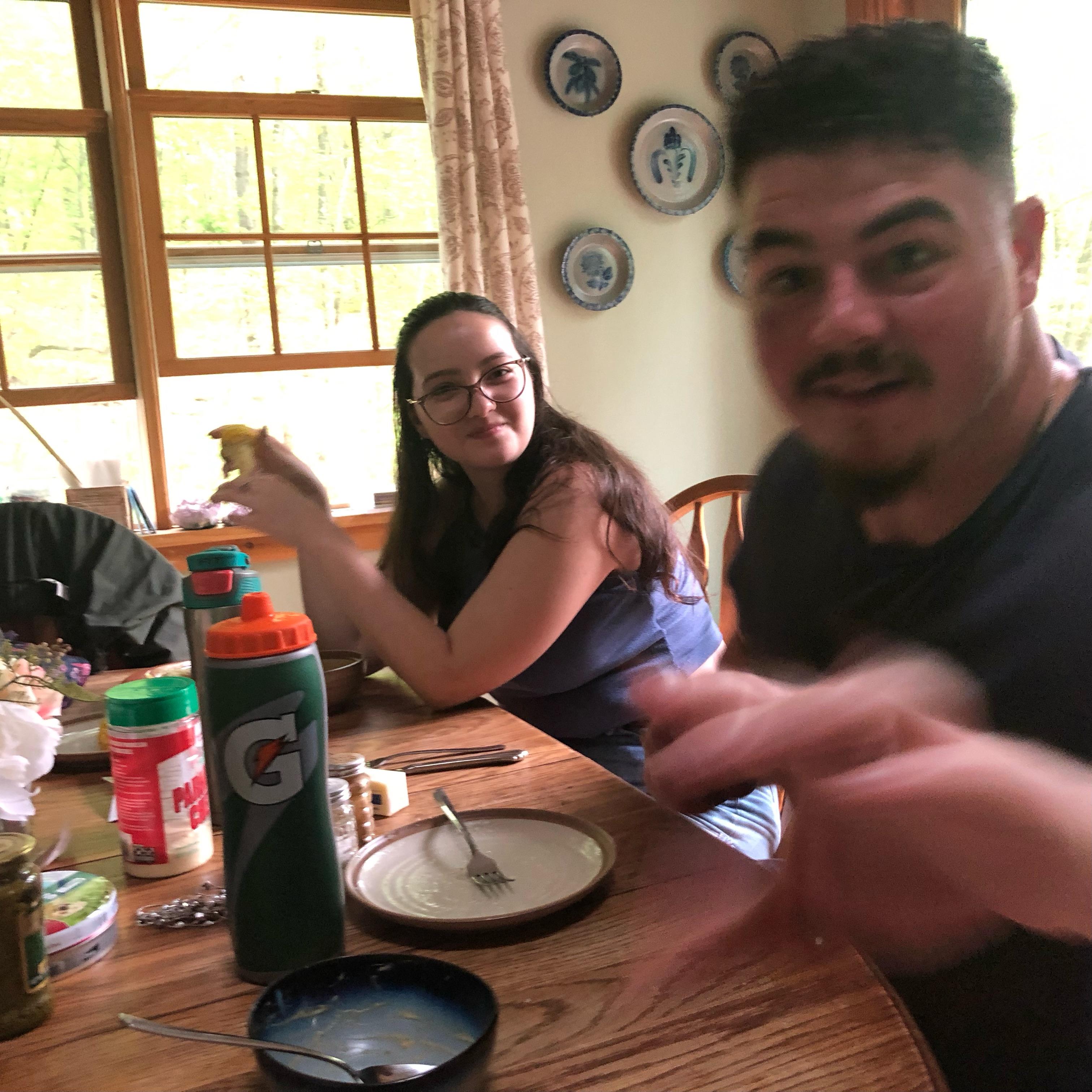 Thought this one would be funny, Matt hates having his picture taken especially by Lisa (his mom).