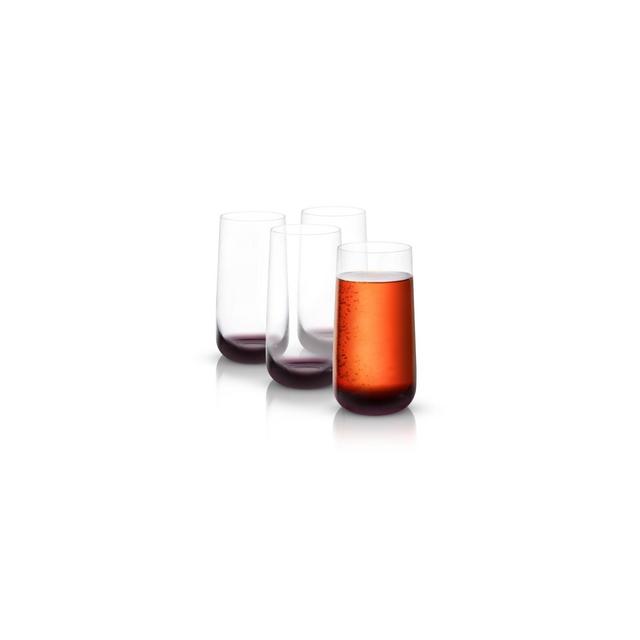 JoyJolt Black Swan Highball Glasses - Set of 4 Premium Crystal Glassware - 18.2 oz