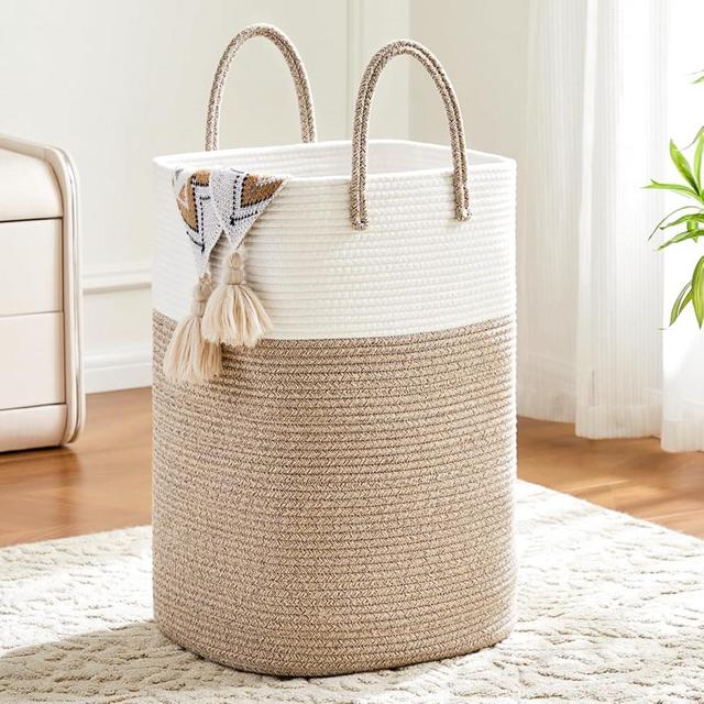 Artfeel Laundry Basket,Woven Cotton Rope Laundry Hamper,80L Versatile Storage for Dirty Clothes,Baby Toys,and Blankets in Bathroom, Nursery,and Living Room