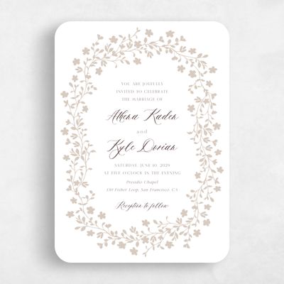 Beige Rounded Wedding Invitation - Ysabeau Portrait