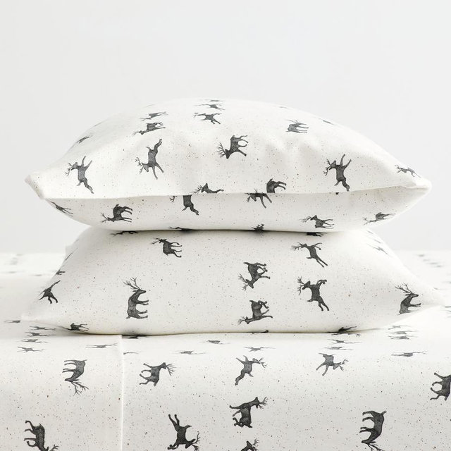 Rustic Reindeer Organic Cotton Flannel Pillowcases, King, Set of 2