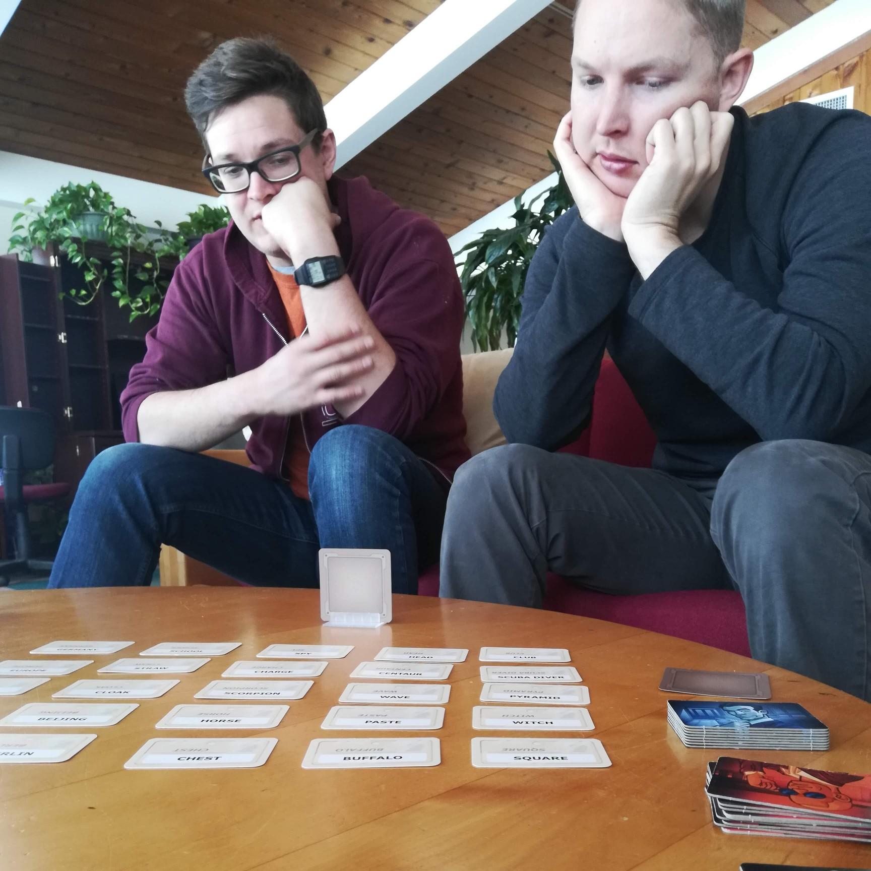 Serious business when these brothers play Codenames - December 2, 2018 - Stowe, VT