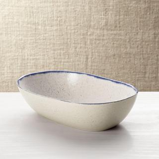 Lina Blue Stripe Oval Serving Bowl