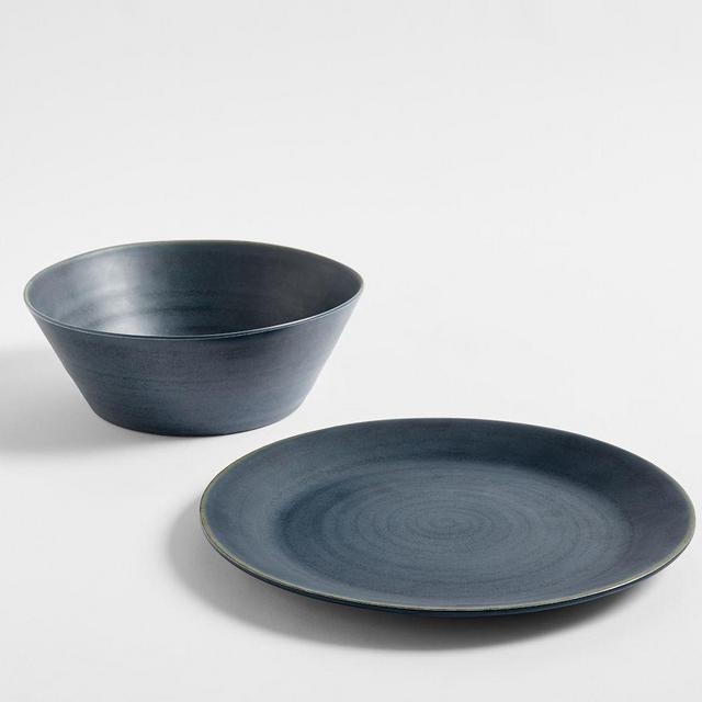 Larkin Melamine Serve Bowl and Platter Set - River Blue