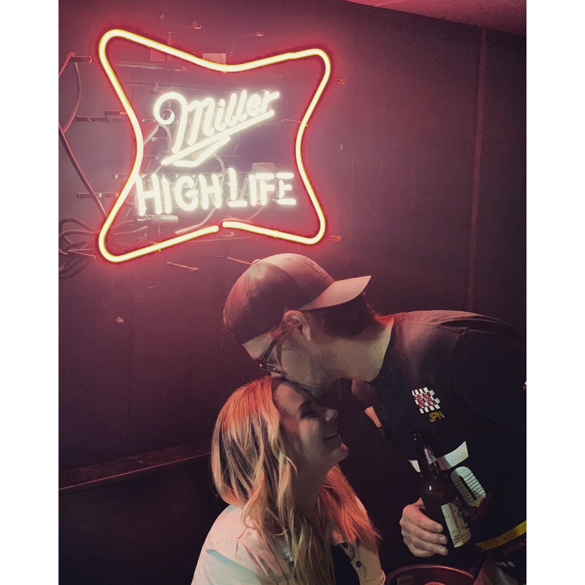 This is one of our favorite pictures because it was taken in our favorite place to hang out, a random dive bar.