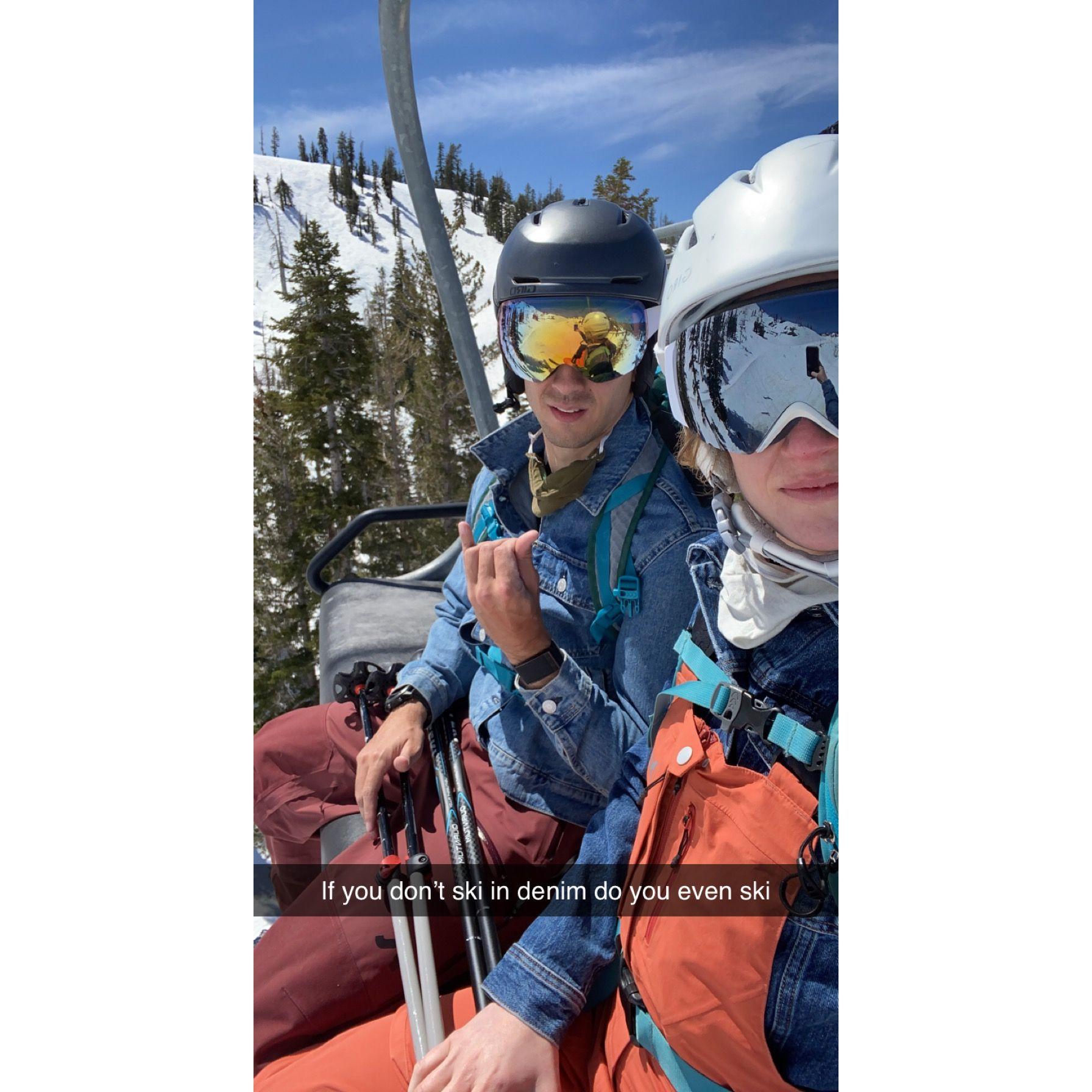 first "date" skiing in Tahoe (in denim)