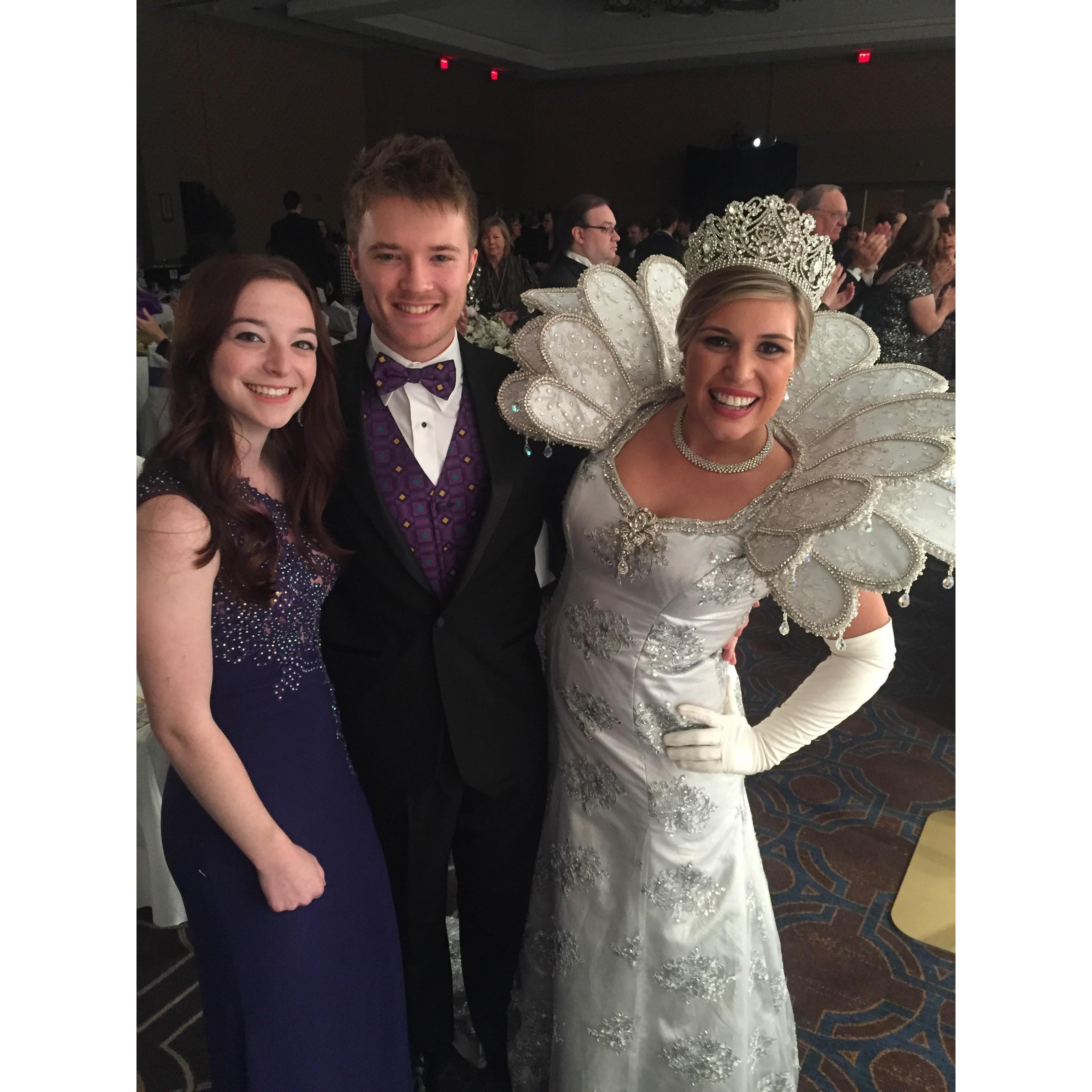 Krewe of Mid City Mardi Gras Ball 2016. Drake's cousin was queen, and his sister was the scepter princess.