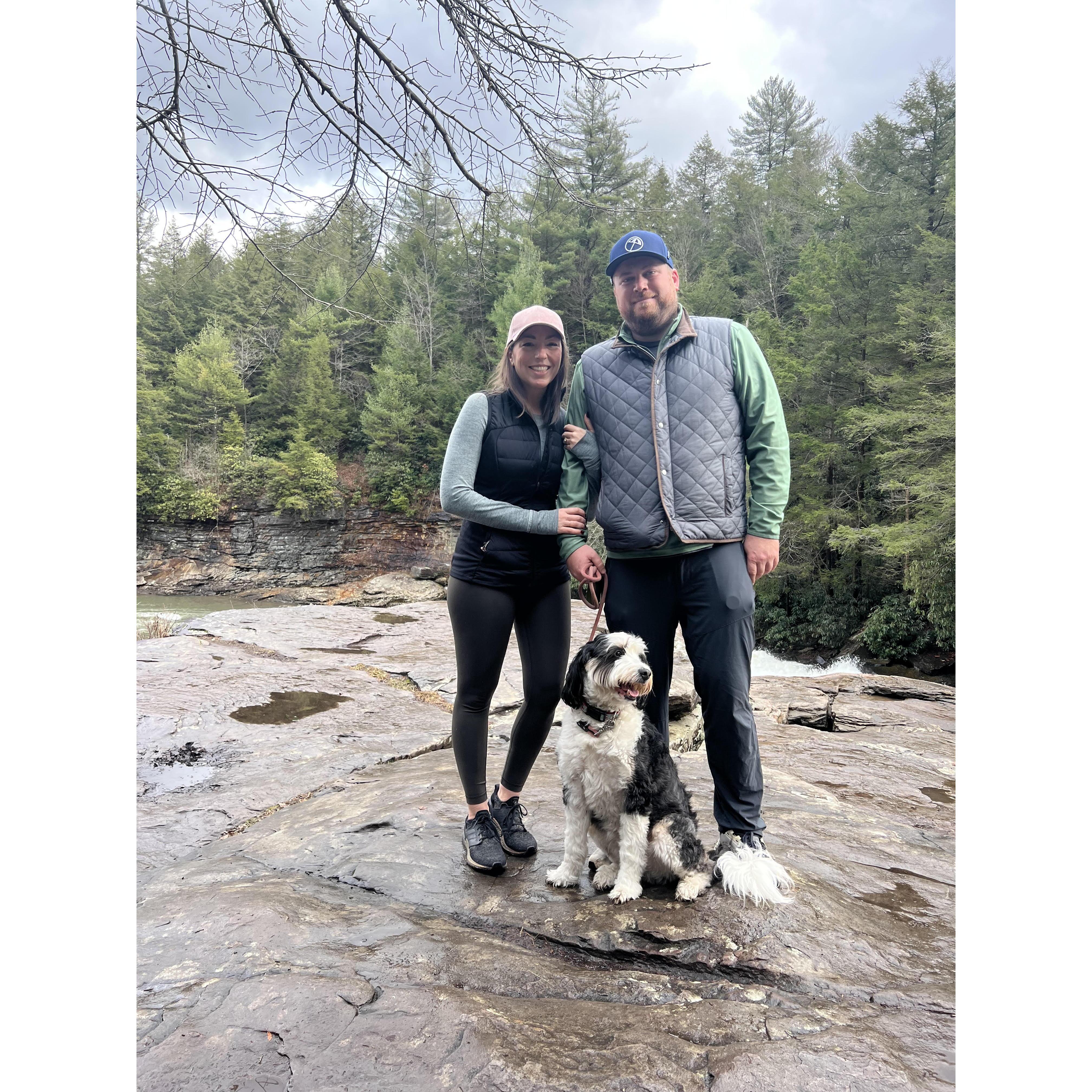 Engagement hike with Frankie after the proposal!