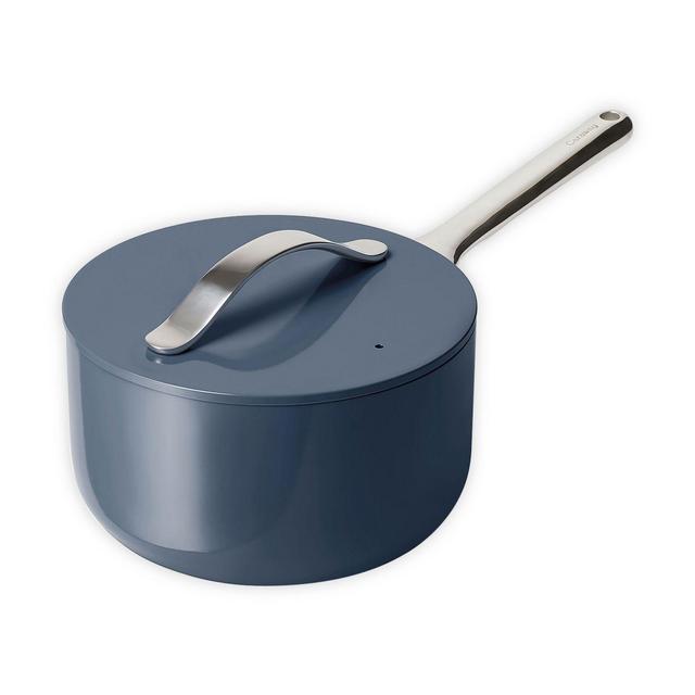 Caraway Ceramic Nonstick 3 qt. Aluminum Covered Saucepan in Navy