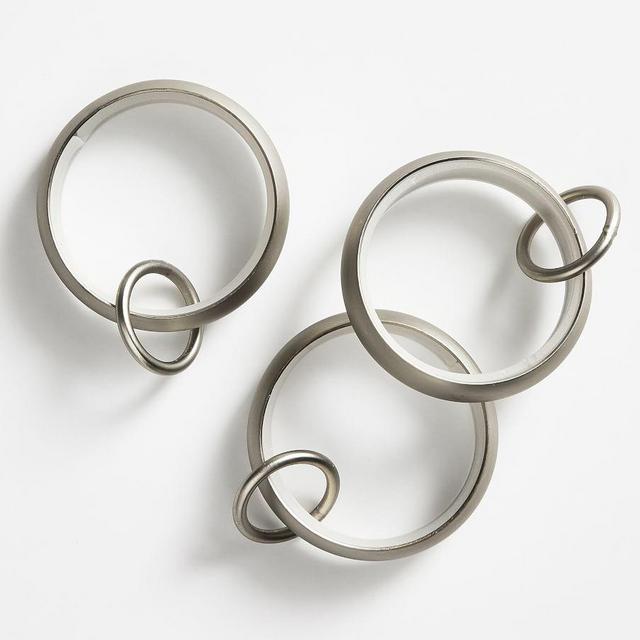 Pewter Quiet-Glide Double Curtain Round Rings, Large, 1.25", Set of 10