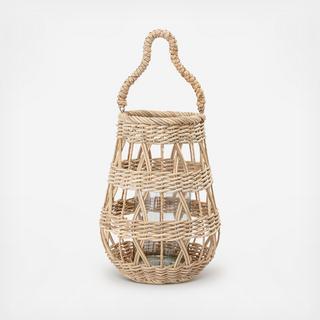 Decorative Rattan Glass Lantern with Handle