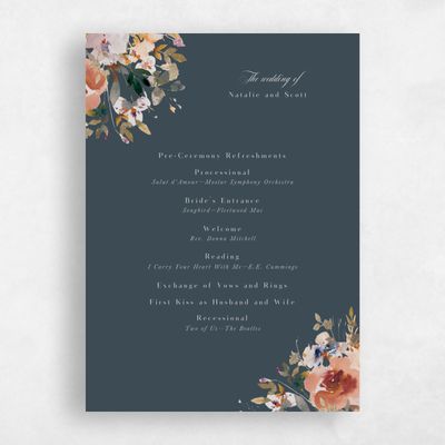 Teal, Blue Wedding Program - Fenella