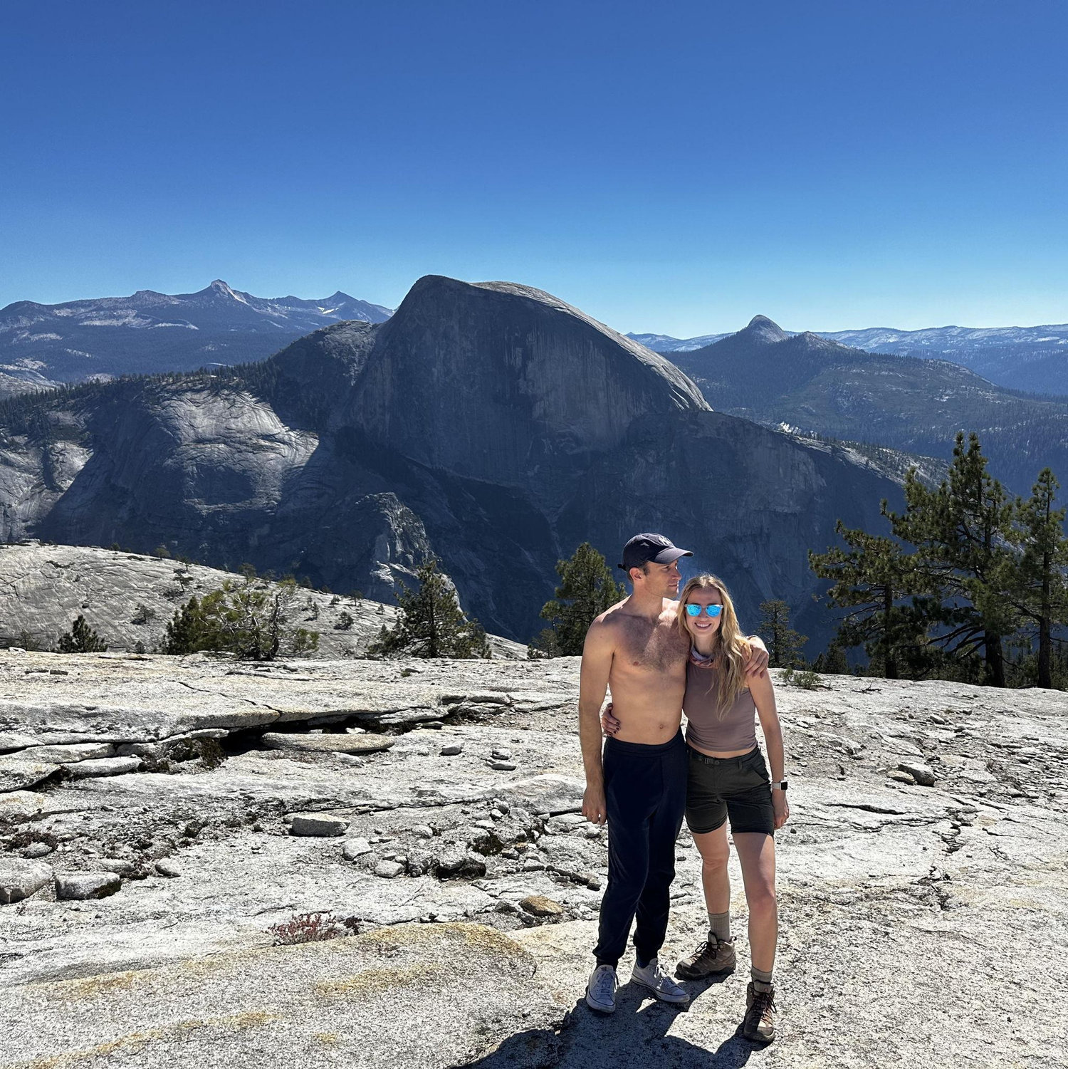 On top of North Dome looking out at Half Dome, Yosemite National Park