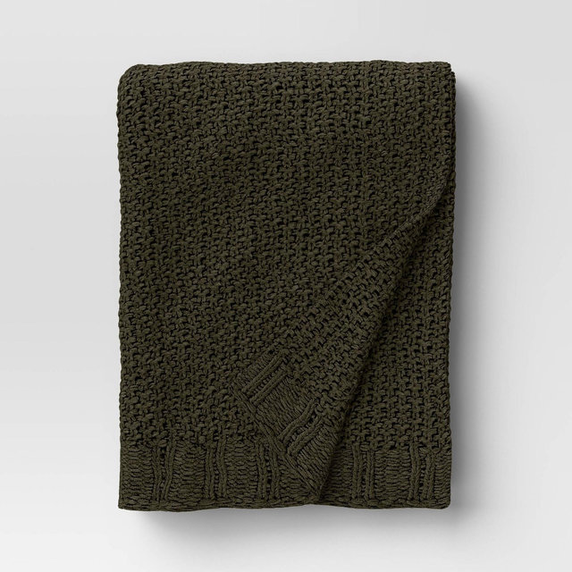 50"x60" Chenille Knit Throw Blanket Green - Threshold™