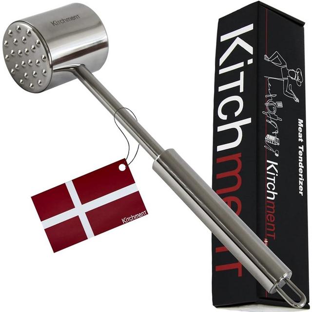 Professional Meat Tenderizer Tool by Kitchment - 100% Dishwasher Safe Stainless Steel Meat Hammer - Perfect Steak & Chicken BBQ Meat Mallet Pounder