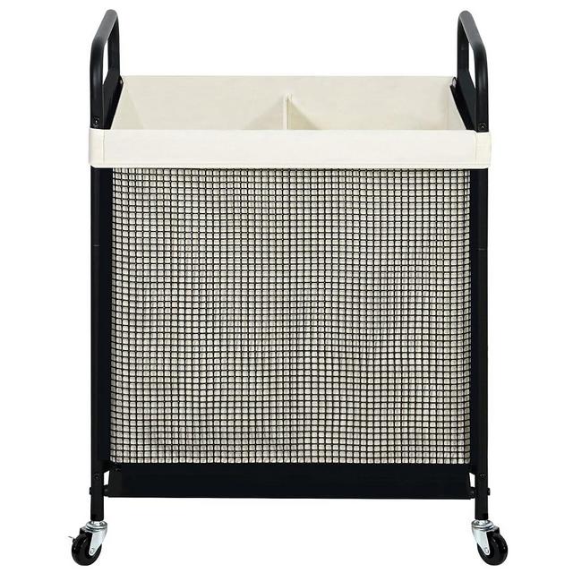 STO STO Laundry Hamper 2 Section, 100L Rolling Laundry Sorter Cart with Removable and Washable Liner Bag, Rolling Clothes Hamper with Metal Handle for Laundry Room and Bedroom