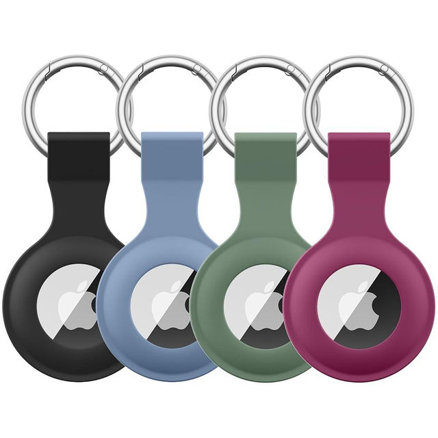 4 Pack Airtag Case Holder for Apple Air Tag, Airtag Case with Anti-Lost Keychain, Silicone Protective Cover for Kids' Backpacks, Dog Collars, Luggage, Multi-Color Protective AirTag Accessories