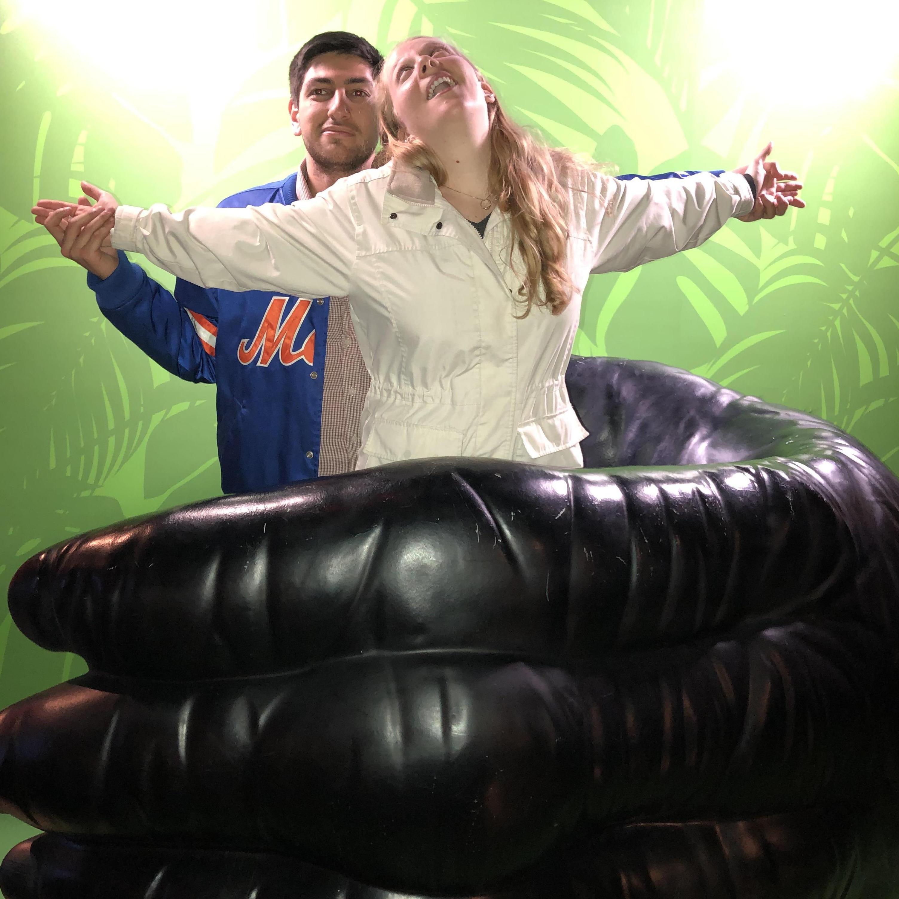 At Madame Toussaud's Wax Museum in New York City in the winter of 2019-2020. It was nice of my dad to hold us for this picture.