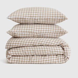 European Linen Duvet Cover Set in Cafe Gingham - King