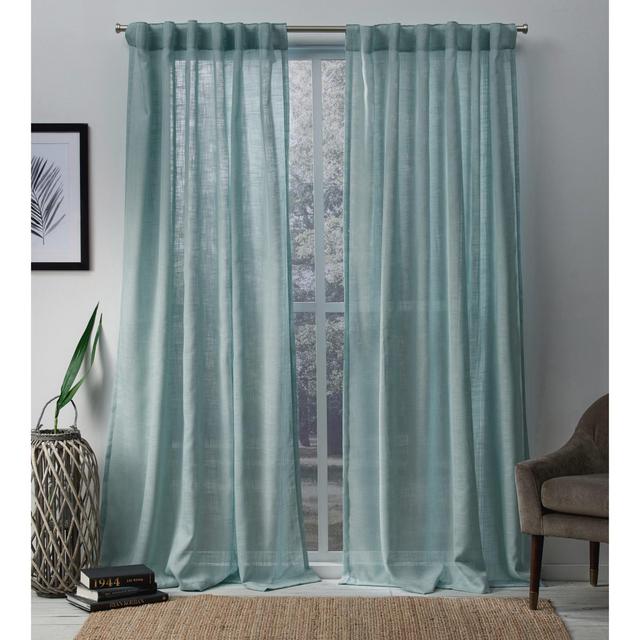 Set of 2 (84"x54") Bella Sheer Window Curtain Panels Green - Exclusive Home