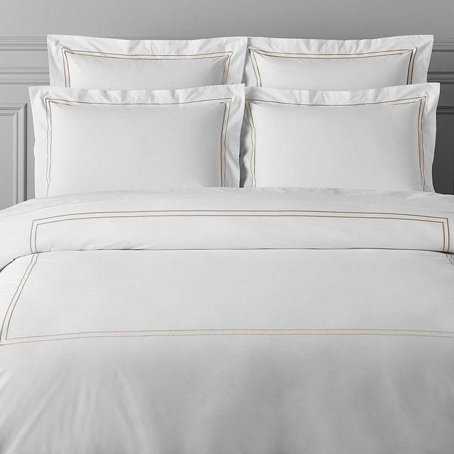 Chambers® Italian Hotel Embroidered Sham, Standard, Sand