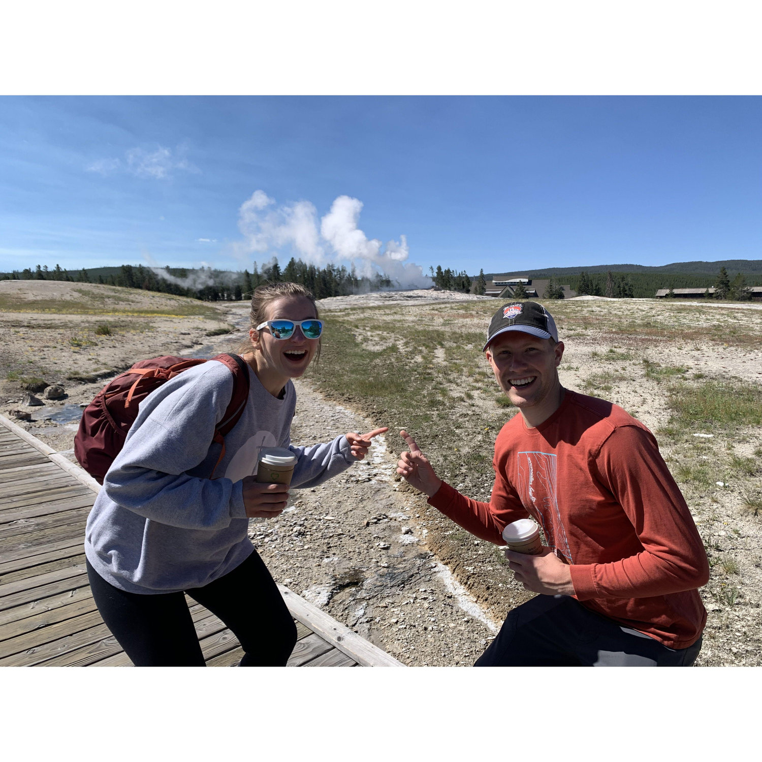 Checking out Old Faithful in Yellowstone!