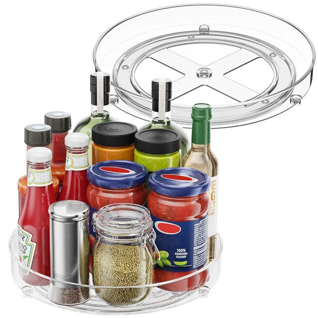Optish 3 Pack Lazy Susan Organizer, 10.7 Inch Lazy Susan Turntable for Cabinet, Turntable Organizer for Pantry Organizers and Storage, Non-Skid Fridge Organizer