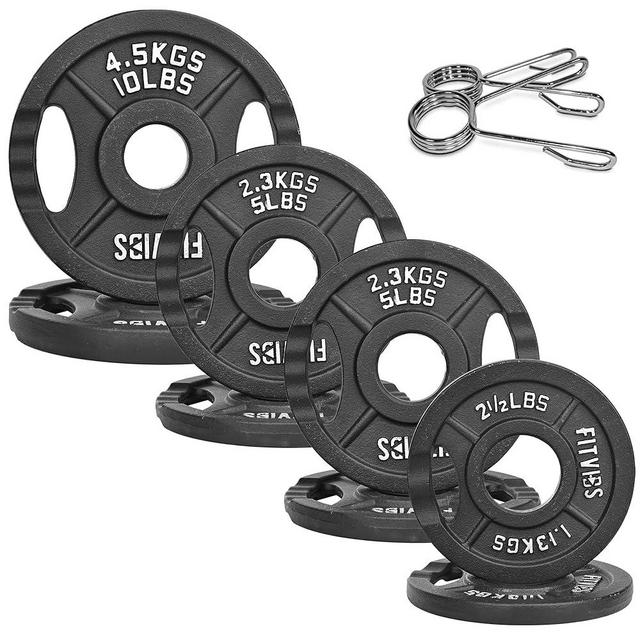 Fitvids Cast Iron Plate Weight Plate for Strength Training and Weightlifting, Standard or Olympic, Multiple Sizes
