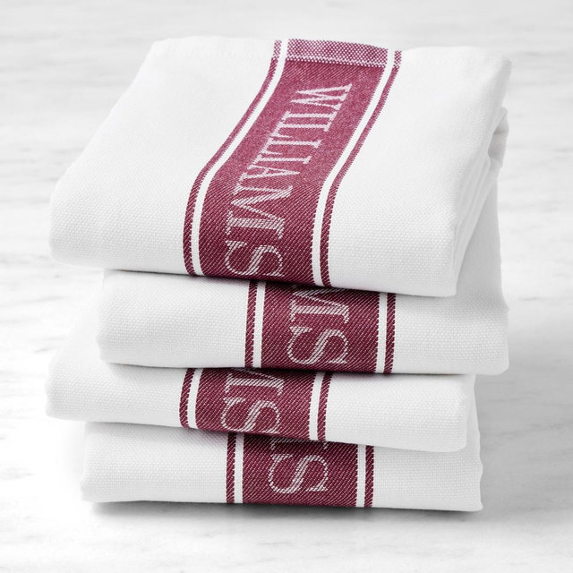 Williams Sonoma Classic Logo Towels, Set of 4, Pomegranate