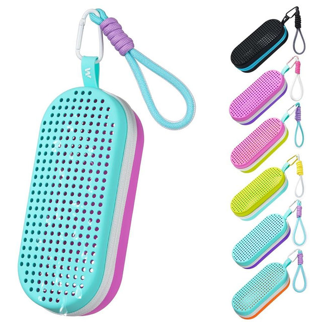 MSNATURALLY Swim Goggle Case For Swimming Goggles, Swimmer Gifts for Kids Teens Adults, Silicone Cases with Drain Hole