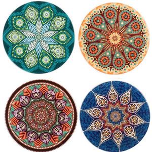 LogHog Absorbent Ceramic Stone Coasters for Drinks, Pack of 4 Stone Coaster Set Cork Coaster for Mugs and Cups(Bohemia Style x4)