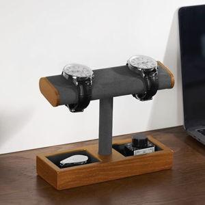 Oirlv Solid Wood Watch Display Stand T-bar Watch Stand for Men and Women Jewelry Accessory Organizer for Store and Home(SM19102)